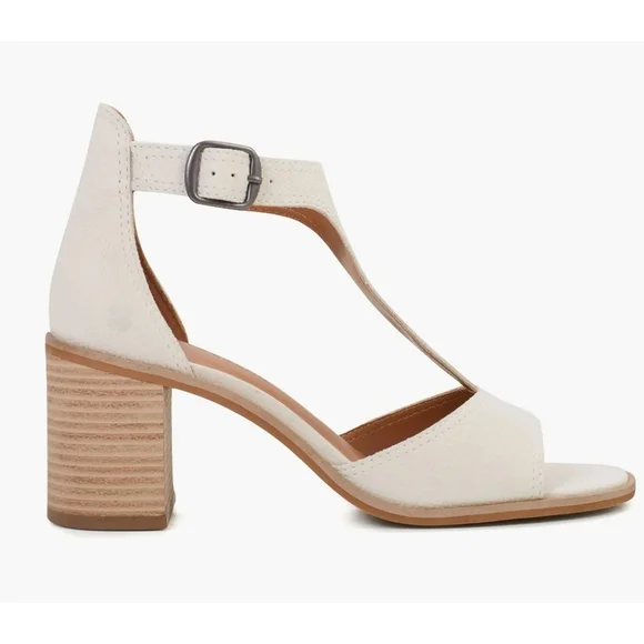 Lucky Brand Womens LEATHER Caged Strappy Sandals Sz 9 M Vanilla Salt Bone White - Picture 5 of 15